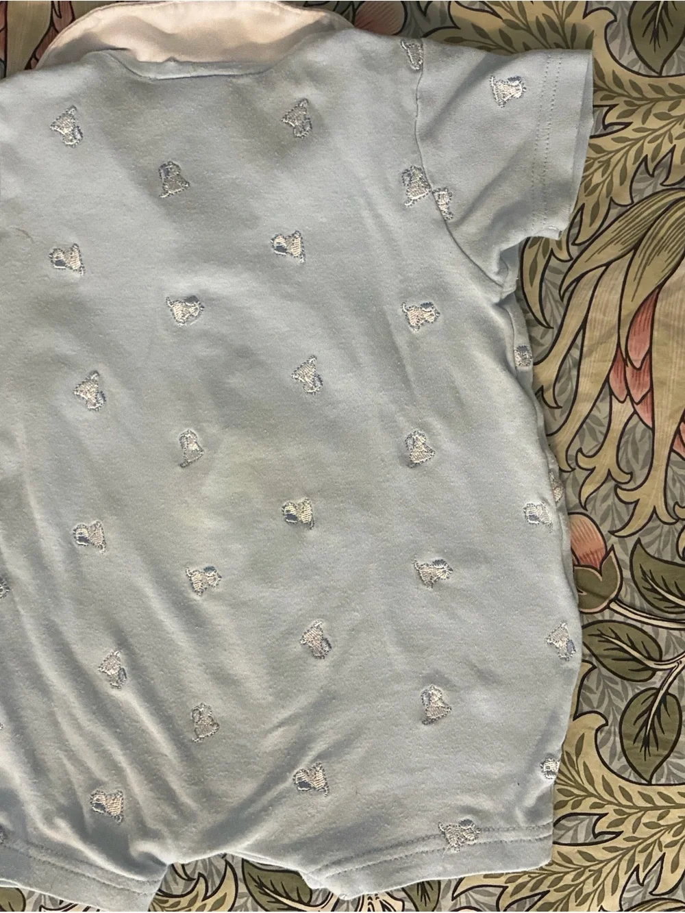 Carter's Light Blue and White Baby Romper with embroidered Puppy Dogs